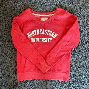 Northeastern v-neck crew sweater